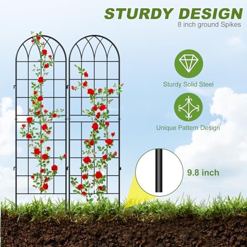 DoCred 4 Pack Garden Trellis for Climbing Plants, 71 Inch Metal Trellis - Image 4