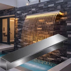 Stainless Steel Waterfall Fountain Wall Decor for Pond, Pool, Stream, Garden & Patio - Elegant Outdoor Water Feature for Relaxation and Serenity by Unknown