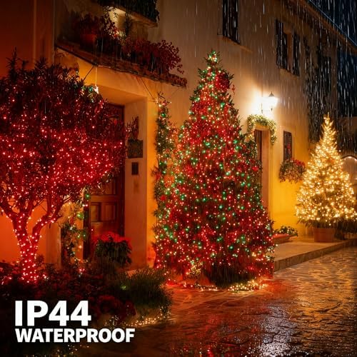 TW SHINE Christmas Lights, 600 LED 196FT Christmas String Lights Plug-in with 8 Modes Timer and Remote, Waterproof Outdoor Decorations for Bedroom Wedding Party Yard Tree Decor, Red & Green - Image 3