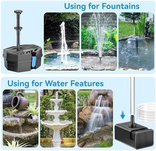 POPOSOAP Solar Fountain Pump with Pond Filter Kit Built-in 3000mAh Battery Backup, 8W Solar Water Fountain Pump, Pond Filters for Outdoor Ponds Bird Baths DIY Water Feature - Image 5
