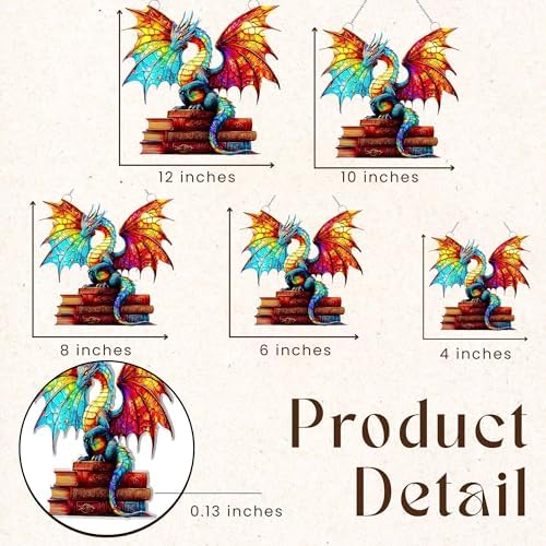 Rainbow Book Dragon Acrylic Suncatcher 10 Inches, Halloween Decoration Indoor Outdoor, Bedroom Porch Decor, Stained Glass Effect Window Hanging, Fantasy Decor, Book Lover Gift for Readers - Image 3