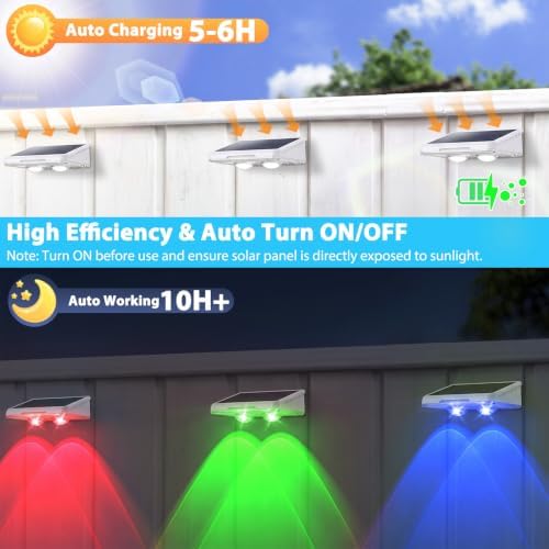 Brightever Solar Fence Lights White 8-Pack, Color Changing & 7 Fixed Color - Image 3
