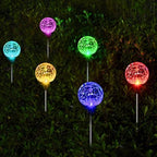 SOLPEX Solar Garden Lights 6 Pack, Solar Lights Outdoor Decorative, Solar Globe Lights Outdoor Waterproof for Yard and Garden, Multi-Color Changing Cracked Glass Ball LED Lights by Solpex