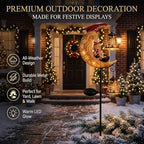 Solar Halloween Black Cat & Pumpkin Moon Garden Stake Light,2-in-1 Waterproof Outdoor LED Yard Decor with Hanging Lantern,Auto Dusk-to-Dawn Lawn Ornament for Pathway,Patio, Walkway (Color-C-2PCS) - Image 2