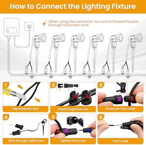 Low Voltage Landscape Lighting Kit, 6W 3000K Outdoor Spotlight 8 Pack - Image 6