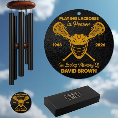 Lacrosse Memorial Wind Chime, Personalized Custom Name & Years - Image 7