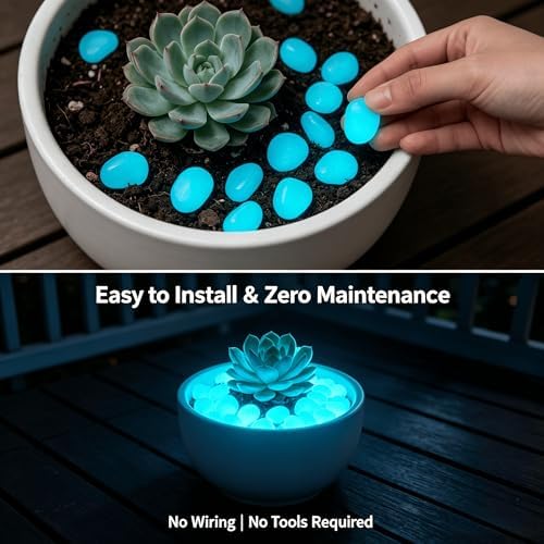 Glow in the Dark Rocks Outdoor Colorful Glow-in-the-Dark Garden Stones Night Guide Pebbles Glowing Pebbles for Garden Outdoor Fish Tank Aquarium Decorations (Orange,1000) - Image 4
