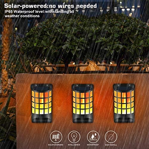 Aityvert Solar Flame Lights Outdoor, Waterproof Flickering Flame Solar Lights Dark Sensor Auto On/Off 66 LED Solar Powered Wall Mounted Night Lights Lattice Design for Patio Deck Driveway - Image 7