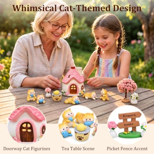 FmilyKit Fairy House Garden Kit, Mini Cat Garden Figurines Desk Decor - Image 5
