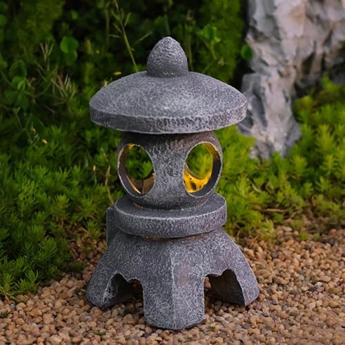 Japanese Pagoda Statues Waterproof Solar Pagoda Lantern 5.1x5.3x10.2 inch Decorative Japanese Stone Lantern for Home Garden Yard Lawn Balcony Patio Porch - Image 2