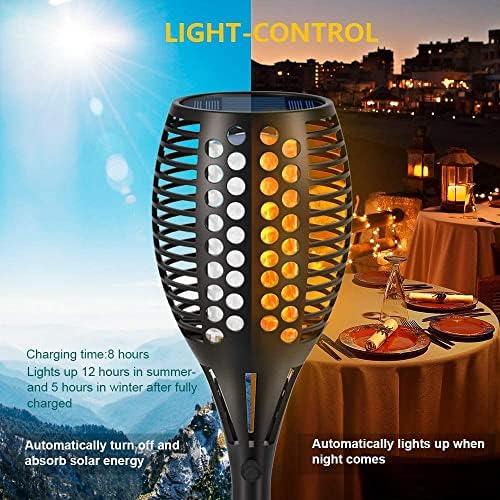 Aityvert Flickering Flame Solar Torch Lights Outdoor, 43" Tall, 8 Pack - Image 2