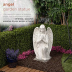 Alpine Corporation 27" Tall Indoor/Outdoor Kneel Praying Angel Statue, Tabletop Garden Decor, White - Image 4