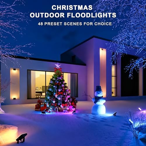 BASON LIGHTING Smart RGBW Flood Lights, Outdoor Ground Lights, 12V Power Adapter Low Voltage Led Landscape Spotlights, IP65 Pathway Light Wired with App Control, 48 Scene Modes, Patio Light, 4 Pack - Image 3