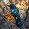 Flowers and Raven Acrylic Suncatcher by AVAGAN