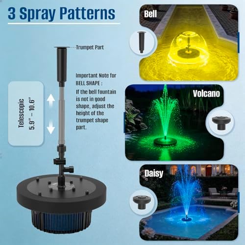 Floating Pond Fountain Pump with Remote RGB LED Lights & Filter Sponge - Image 3