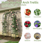 4.0FT×7.9FT Half Side Square Tube Metal Garden Arch Trellis - Image 6