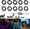 Smart LED Deck Lights Kit WiFi Controlled Color Changeable,Φ1.38“Outdoor IP67 Waterproof Low Voltage Step Lights In-Ground Lighting,Works with Samrt Phone,Alexa, Google Home(Black Border,10pack) by QACALEDOutdoorRecessedDeckLightingKits