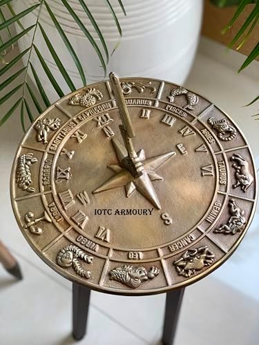 Brass Zodiac Signs Constellations Sundial -12'' Dia Home & Garden Decor Gift - Image 3