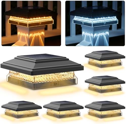 SIEDiNLAR Solar Post Cap Lights 4x4 & 5x5, 6 Pack 2 Modes 50 Lumens Black by Siedinlar