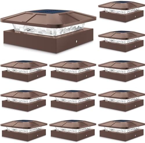 Peasur 12 Packs 4x4 Brown Solar Post Cap Lights with 3 Lighting Modes by Peasur