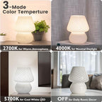 ULAROOM USB Plug-in Mushroom Lamp Small Bedside Table Lamp with 3 Temperature LED Bulb,Free Dimming Nights Light for Bedroom/Living Room/Entryway/Corner Decor (Stripe White) - Image 3