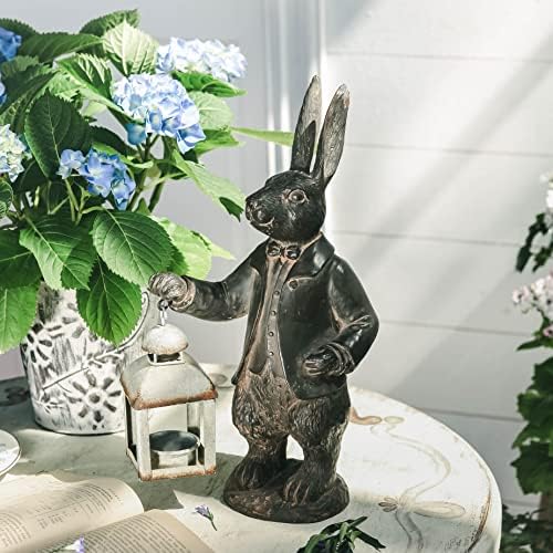 NIKKY HOME Bunny Lantern Figurine, Resin Rabbit Decor for Home - Image 4