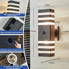 2 Pack Motion Sensor Outdoor Wall Light Fixture Up Down Porch Lights Modern Dusk to Dawn Exterior Sconce Light Wall Mount Outside Coach Lantern for House Front Door Garage (With 4 Dimmable Warm Bulbs) - Image 4