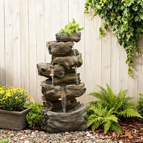 Bumilgar 40.6" H Wood-Like Water Fountain Indoor & Outdoor 5-Tier - Image 6