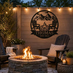 Personalized Campfire Family Name Sign, Monogram Name Camping Sign, Custom Campfire Sign, Campsite Sign, Mountain Campfire Monogram Sign, Campfire Personalized Metal Sign, Last Name Sign - Image 2