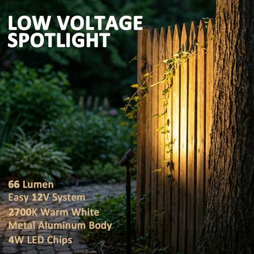 Low Voltage Spotlights 2PK Landscape Lighting LED 2700K Warm White 4W 66 Lumens Outdoor Lights Aluminum Housing Telescopic Post with Connector for Garden Yard Black Finish - Image 2