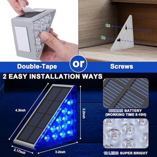 AUDLES 8 Pack Solar Stair Lights, Outdoor Step Lights with Waterproof IP67, Blue Color LED Solar Light for Outside Light Decor for Stair, Deck, Front Step, Front Porch, Patio and Backyard - Image 4