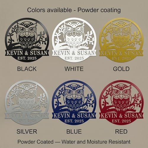 Personalized Owl Metal Wall Art Custom Owl Name Sign Owl Wall Decor Owl Monogram Sign Customizable Owl Metal Sign Gift for Owl Lovers - Image 5