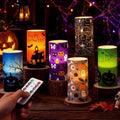 Fumete 6 Pack Halloween Flameless LED Pillar Candles 3x6 Timer Remote 4/6h by Fumete