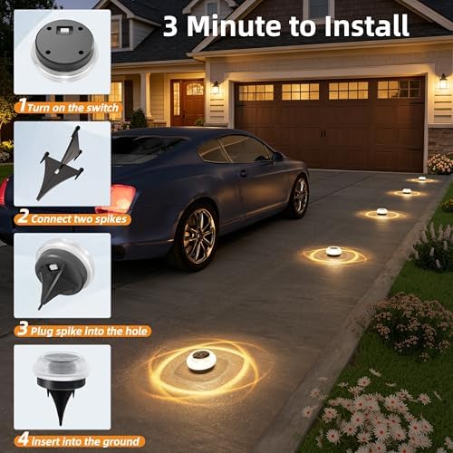 VOLISUN Mini Solar Pathway Lights Outdoor,12 Pack Flat Solar Ground Lights - Image 4