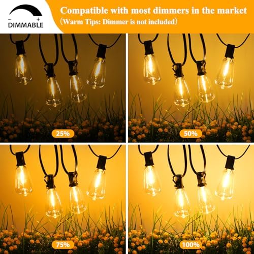 Brightever 50FT Outdoor String Lights 27 Bulbs, 2200K Amber Lights - Image 4