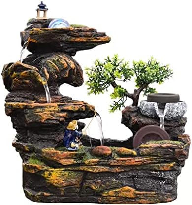 HIHELO Desktop Fountain Tabletop Fountain Resin Rockery Water Desktop Fountain Living Room Decorative Waterscape Ornament Water Fountain Outdoor (Color : Without Nebulizer) by Unknown