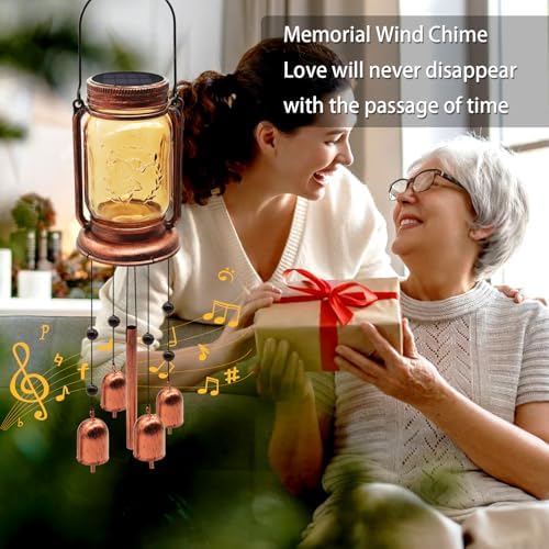 Solar Wind Chimes for Outside, Birthday Mother' s Day Gifts for Mom Women Grandma,Solar Mason Jar Wind Chime Light Unique Hanging Wind Chimes Outdoor,IP65 Waterproof, Yard Garden Terrace Courtyard - Image 4
