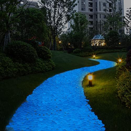 1100pc Glow in The Dark Rocks Outdoor Luminous Pebbles Glow Stones for Patio Landscaping Walkway Driveway,Blue - Image 4