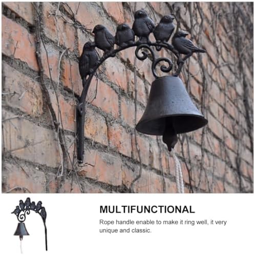 Vintage Cast Iron Wall Hanging Doorbell, Manually Shaking Rustic Iron Bell for Outdoor Front Door, Decorative Retro Style Wall Mount Dinner Bell for Home and Garden - Image 5