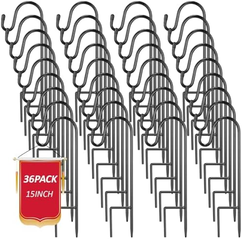 36 Pack 15 Inch Shepherds Hooks Outdoor Metal Garden Hook for Hanging Plant by Hicarer