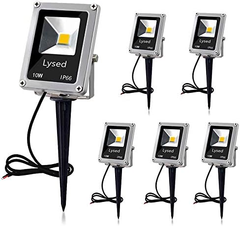 10W Low Voltage Landscape Lights 12V LED Spotlights Outdoor IP66 Waterproof Garden Lights,3000K Warm White Light Lawn Floodlight Stakes(6 Pack) by LysedLighting