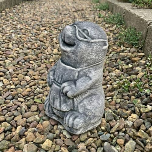 OLOMA Funny Mole Concrete Garden Statue Handmade Outdoor Animal Sculpture Vole Figurine Yard Lawn Flower Bed Patio Porch Rustic Decor Weather Resistant Ornament Whimsical Animals Lover Gift - Image 4