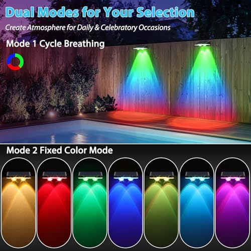 Brightever Solar Fence Lights Black 12-Pack, Color Changing & 7 Fixed Color - Image 4
