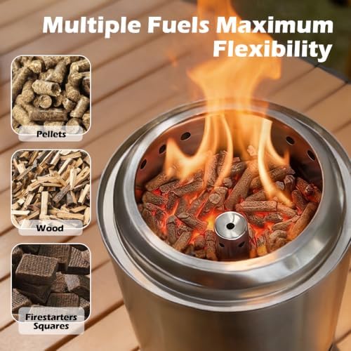 Tabletop Fire Pit, VivaGarden Smokeless Firepit Outdoor & Patio, Safe Burning Portable Mini Table Top Firepit with Carry Bag (Silver, 9.7H x 7.1D) - Image 3
