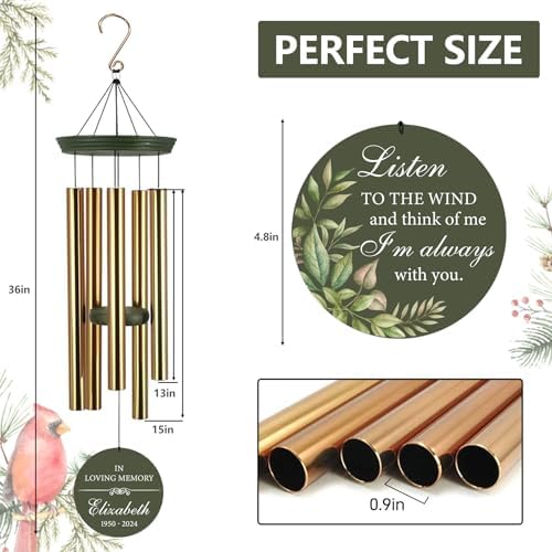 Personalized Memorial Wind Chimes for Loss of Loved One, Listen to the Wind - Image 3