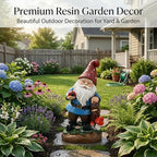 Topadorn Solar Garden Gnome Statue with Glowing Ladybug & Mushroom - Image 2