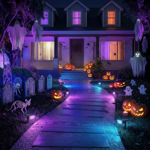 Linkind Halloween Solar Spotlights Outdoor Waterproof Multicolor 6 Pack - Image 2