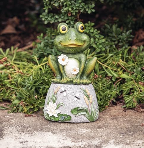Roman 8” Frog on Stone Garden Statue – Outdoor Figurine – Whimsical Yard, Lawn, or Patio Decor – Garden Accent for Nature Lovers - Image 2
