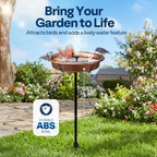 VIVOHOME Oval Bird Bath with Solar Fountain and Metal Ground Stake, Bronze - Image 2