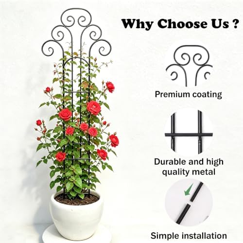 Metal Indoor Plant Trellis for Climbing Plants, 47" Rose & Clematis Support - Image 2